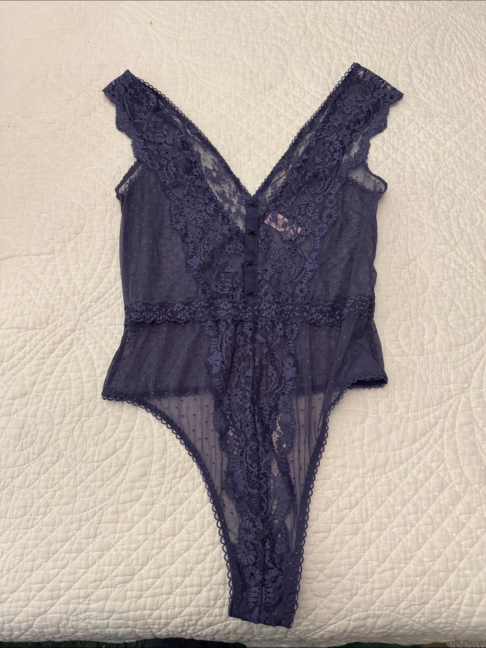Victoria's Secret Navy Lace Sheer Bodysuit